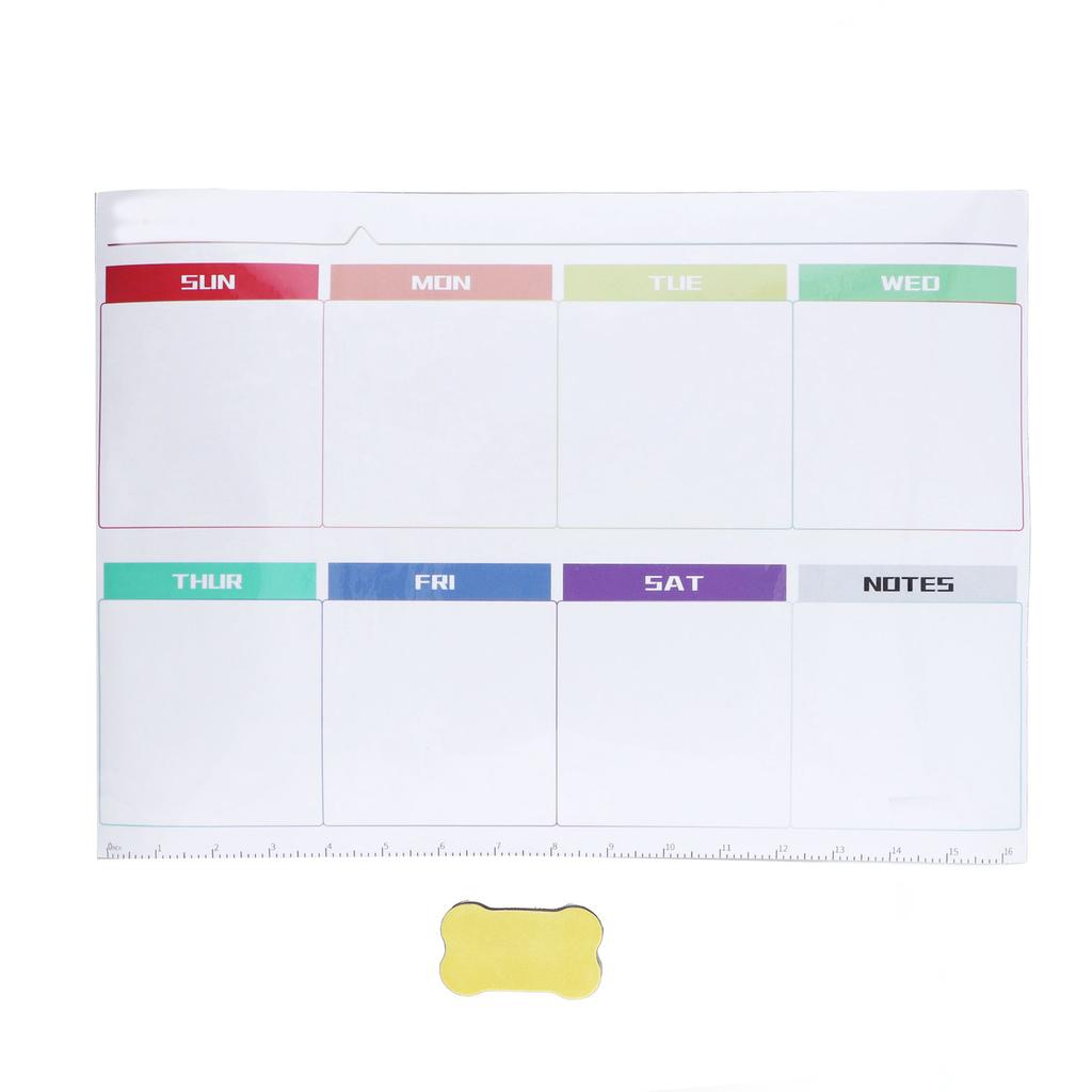 Weekly Calendar Self Adhesive Reusable Weekly Dry Erase Board Paste with Eraser for Home Wall Fridge