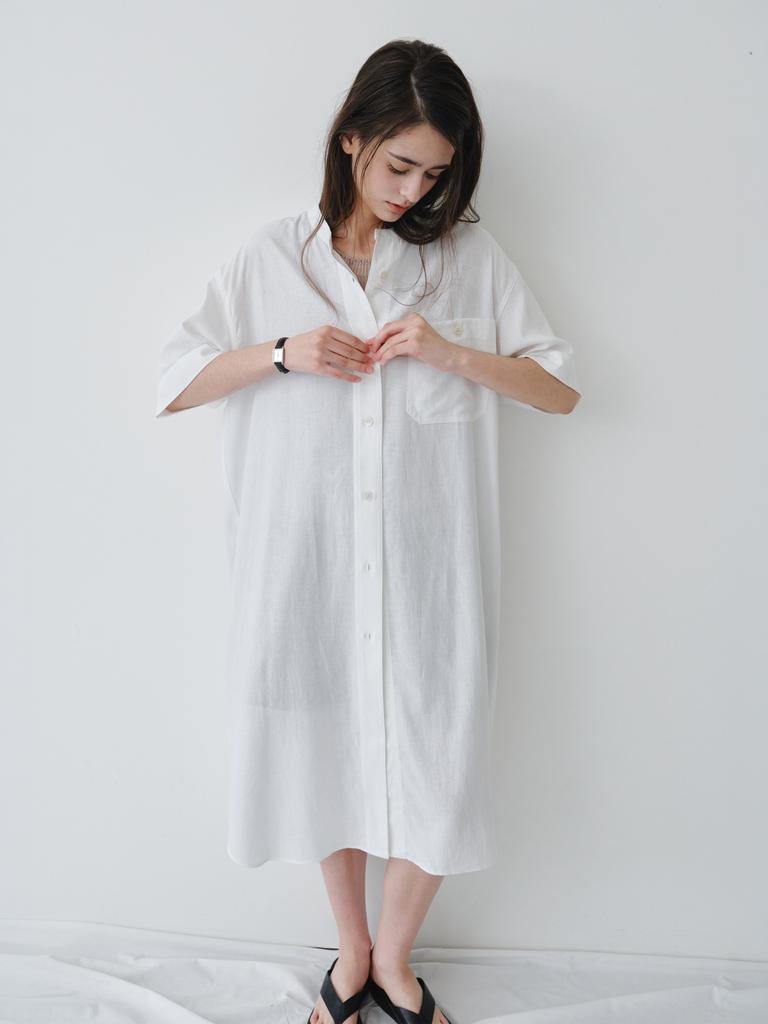 Reply Linen Long Shirt Dress_Off White