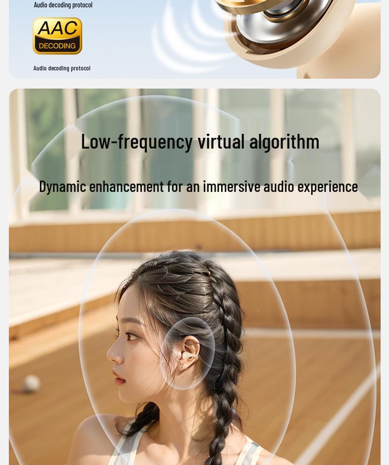 Écouteurs sans fil Bluetooth sport OWS-HT03 à clip d'oreille pour la musique et les jeux
