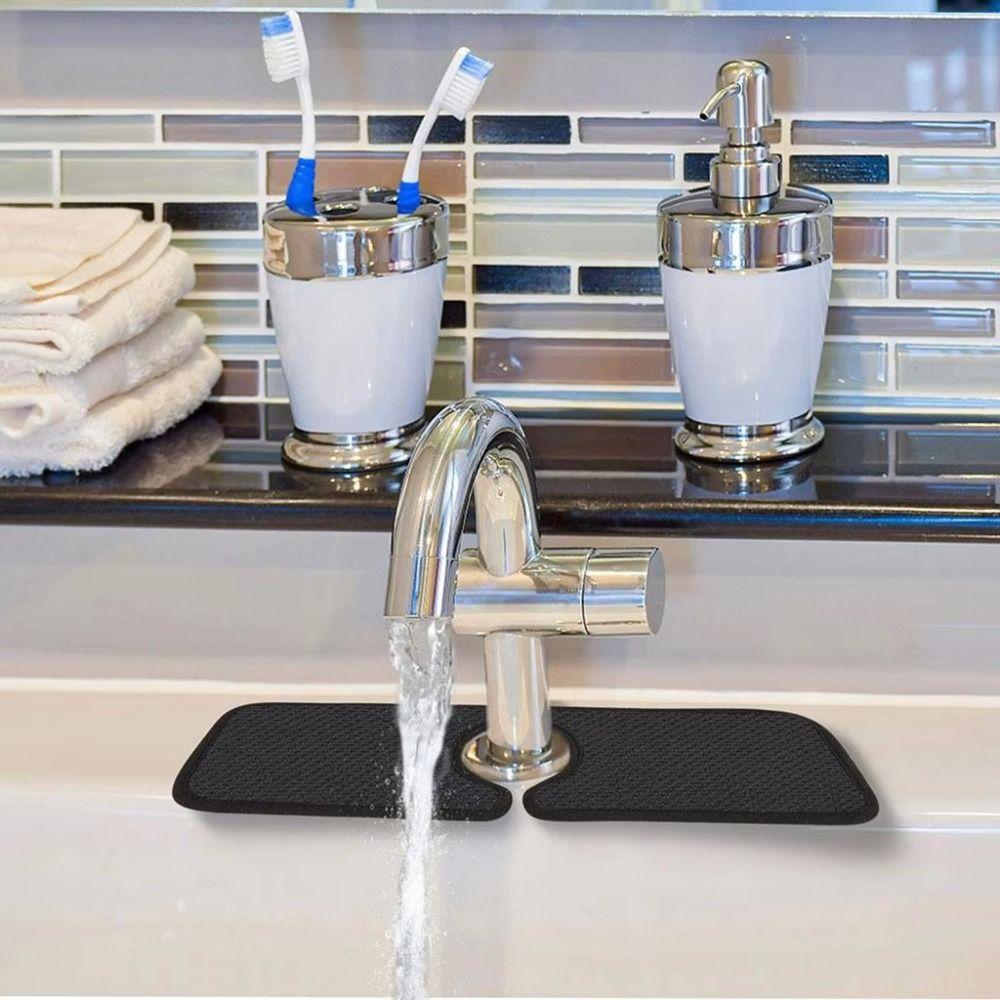 Contoured Shape Absorbent Mat Wraparound Design Sink Splash Guard Faucet Catcher  Bathroom Use