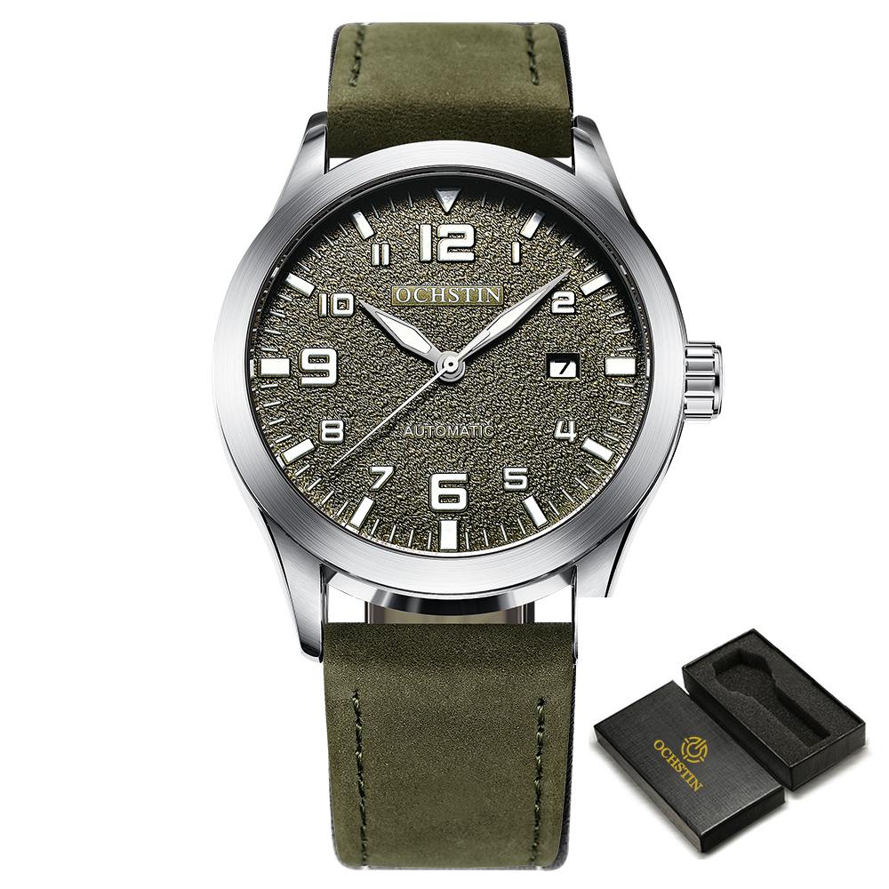 New Man Mechanical Pilot Wrist Watches Luxury Self Wind Leather Mechanic Male Clock Auto Date Relogio Masculino Gift for Men