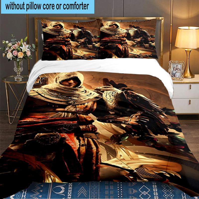 3PCS Assassin-Creed Bedding Set,Including 1pc Duvet Cover And 2pcs Pillowcases Perfect for Bedroom, Dormitory, Large Size Fan Christmas Gift