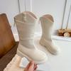Chaussures Antidérapantes - Nouvelles Bottes Longues pour Enfants, Bottes Hautes en Cuir Souple, Bottes pour Filles