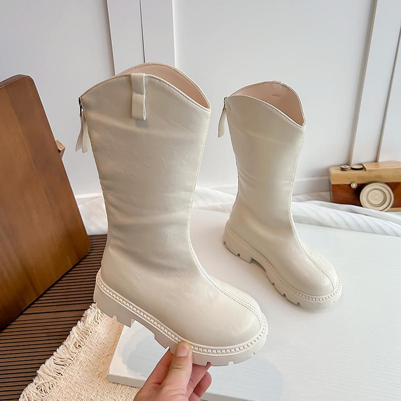 Chaussures Antidérapantes - Nouvelles Bottes Longues pour Enfants, Bottes Hautes en Cuir Souple, Bottes pour Filles