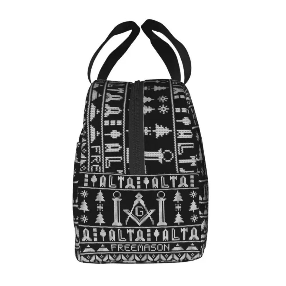 Custom Freemason Design Masonic Christmas Insulated Lunch Bags for School Office Portable Cooler Thermal Bento Box Children