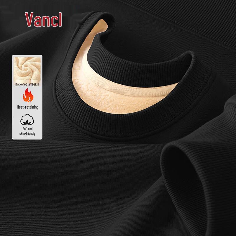 VANCL Men's Lambswool Lined Loose Fit Round Neck Sweatshirt