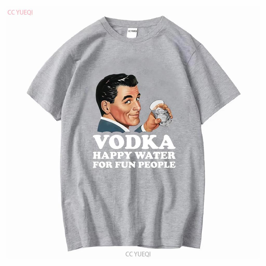 Vodka Happy Water For Fun People Retro Alcohol Meme T Shirt Y2K Dark Humor Gen Z Alcoholic long or short sleeves vintage