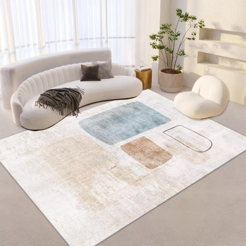 Abstract Minimalist Geometric Pattern Area Rug with Soft Pastel Colors Floor Mat for Living Room Bedroom Modern Home Decoration