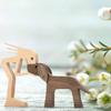 Wooden Puppy Family Carving Ornaments Natural Wood Pet Crafts Gift Sculpture