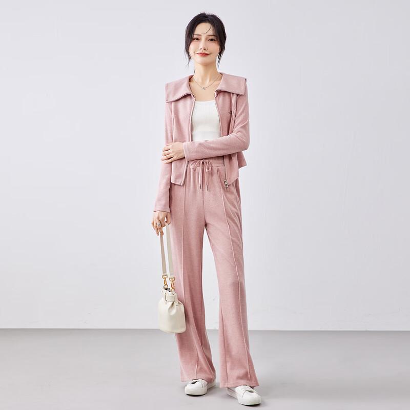 TERRE BLEUE Women's Casual Lapel Cardigan & Wide-Leg Pants Set