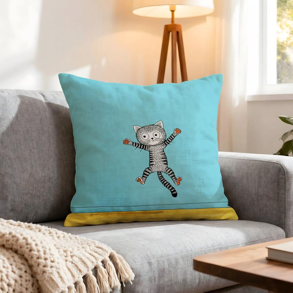 Character Naughty Cat Cushion Cover 1Pcs Decorative Covers Soft Cushion Case For Sofa Couch Decor 40X40 45X45 Pillowcases