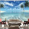 1Pc Large 2D Tropical Beach Tapestry, Palm Tree Clear Water, Mounting Accessories,Beach Theme Wall Decor For Bedroom Living Room