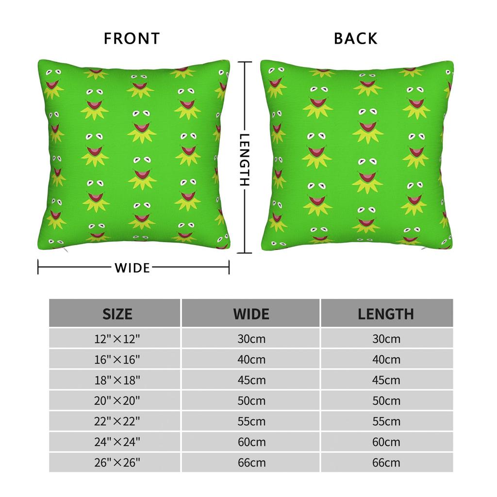 Kermit Frog Square Pillow Case Cushion Covers Vintage Zipper Decor Pillowcase For Sofa 18"X18"