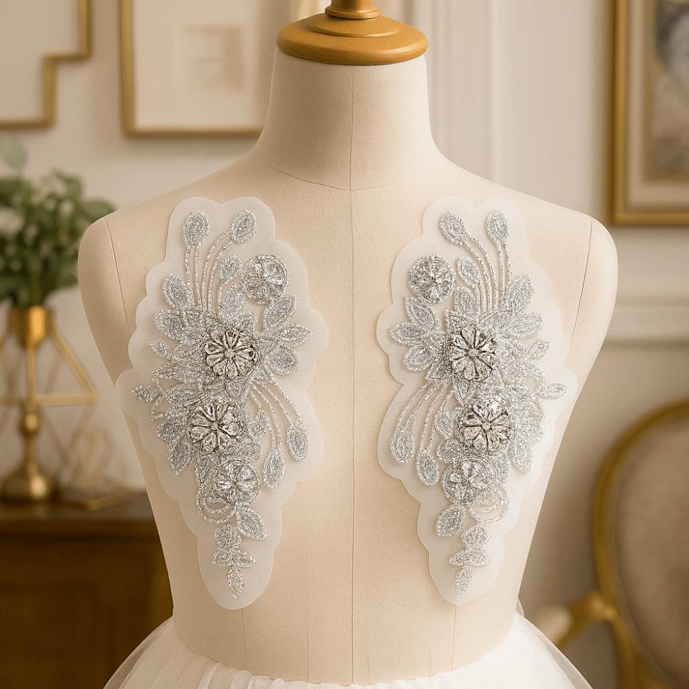 Rhinestones Lace Flower Applique Flower Design Clothing Applique Dress Patches  Evening Dress
