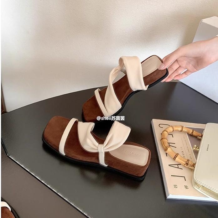 

Su Yinyin of the same style, two wearing tows of 4cm square head height increase thick bottom wrap with beach vacation slippers women s sandals outsid 35 абрикосовый