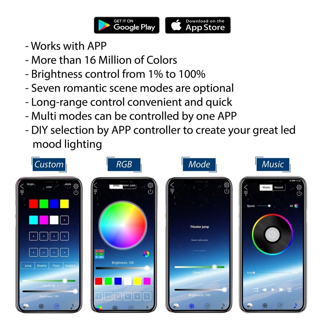 LED interiér auta pruh ambientního nožního světla Sada neonové osvětlení Sada podsvícení s aplikací USB Remote App Ovládání hudby Automatické RGB dekorativní lampy