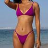 European & American Style 2025 Nylon Solid Color Split Bikini for Women