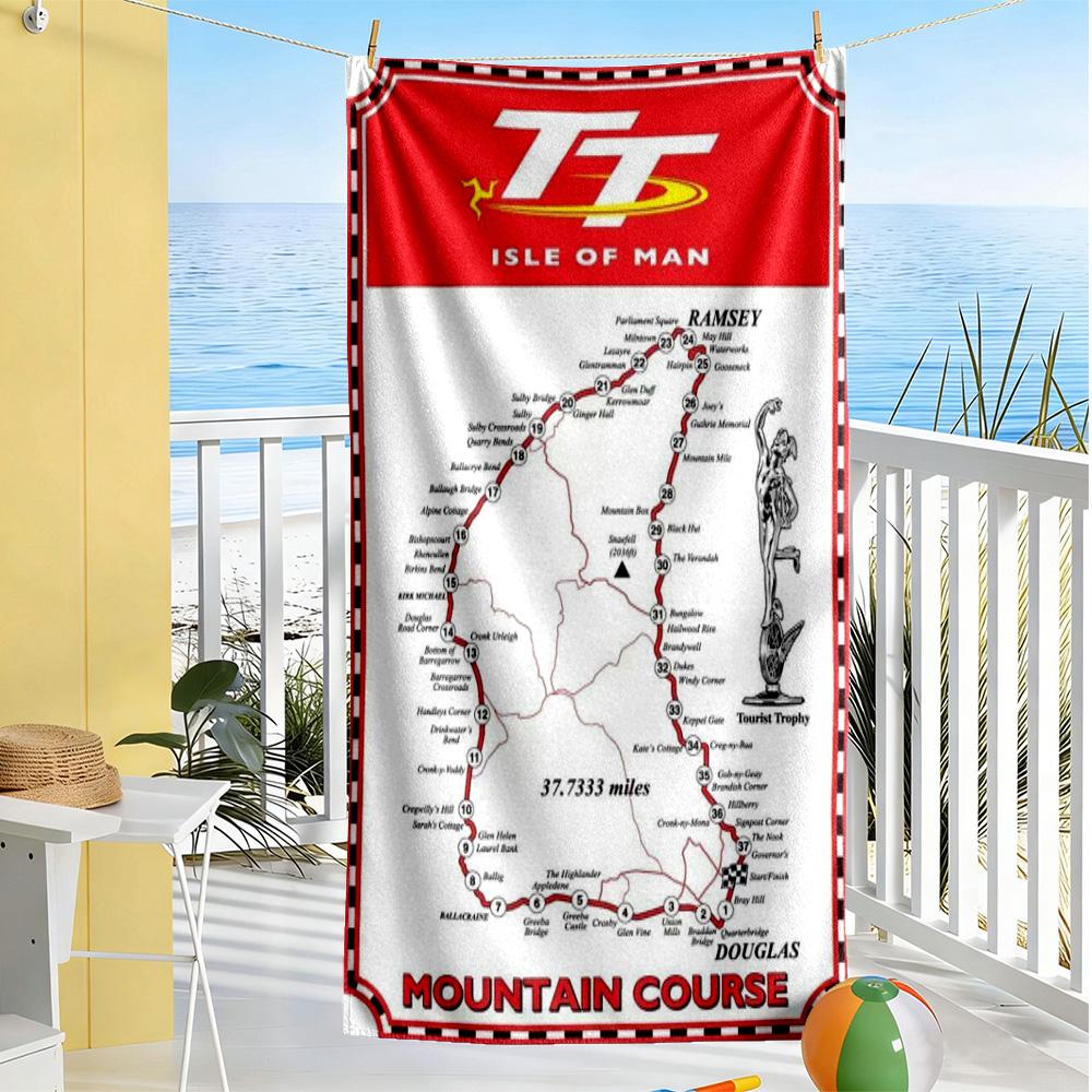 Isle Man Tt Beach Towel Soft Durable Quick-Dry Comfortable Lightweight Suitable for Swimming, Gym, Camping, Yoga Vacation