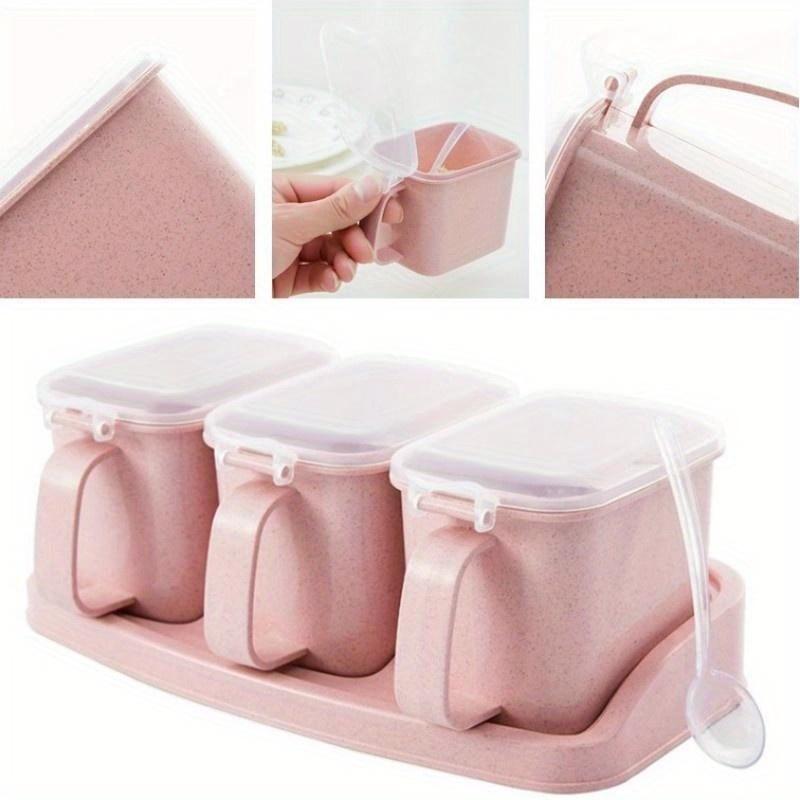 

Багатошарова банка для приправ, цукор, перець, сіль, банки, контейнер для спецій, кухонний інструмент 4 grid рожевий