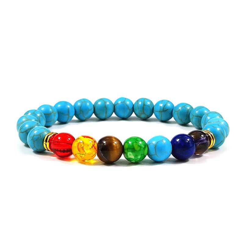 Colorful Volcanic Stone & Tiger Eye Energy Beaded Bracelet for Men and Women 8mm 18.5-19cm
