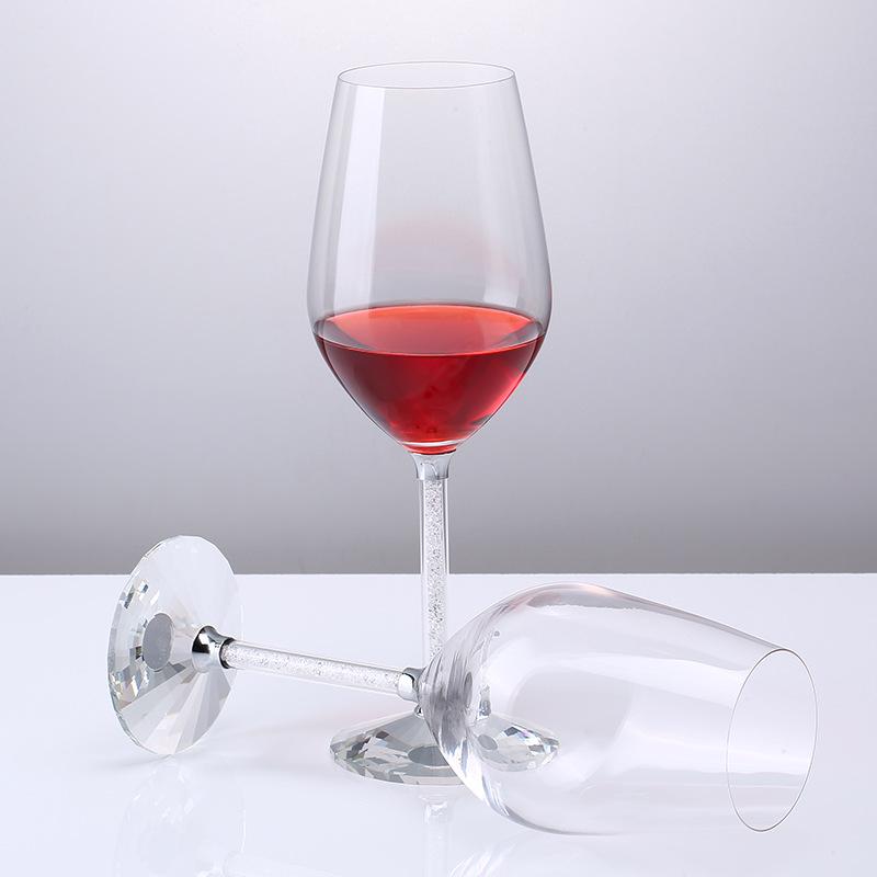 Personalized Crystal Diamond High-Stem Red Wine Glass Gift Set