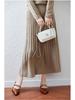 100% Wool Drapey A-Line Pleated Midi Skirt - Slimming and Large Swing Design for Spring and Autumn