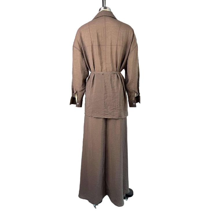 2026 New Fashion Women's Loose Long-Sleeve Shirt with Turn-down Collar and High-Waisted Skirt Set