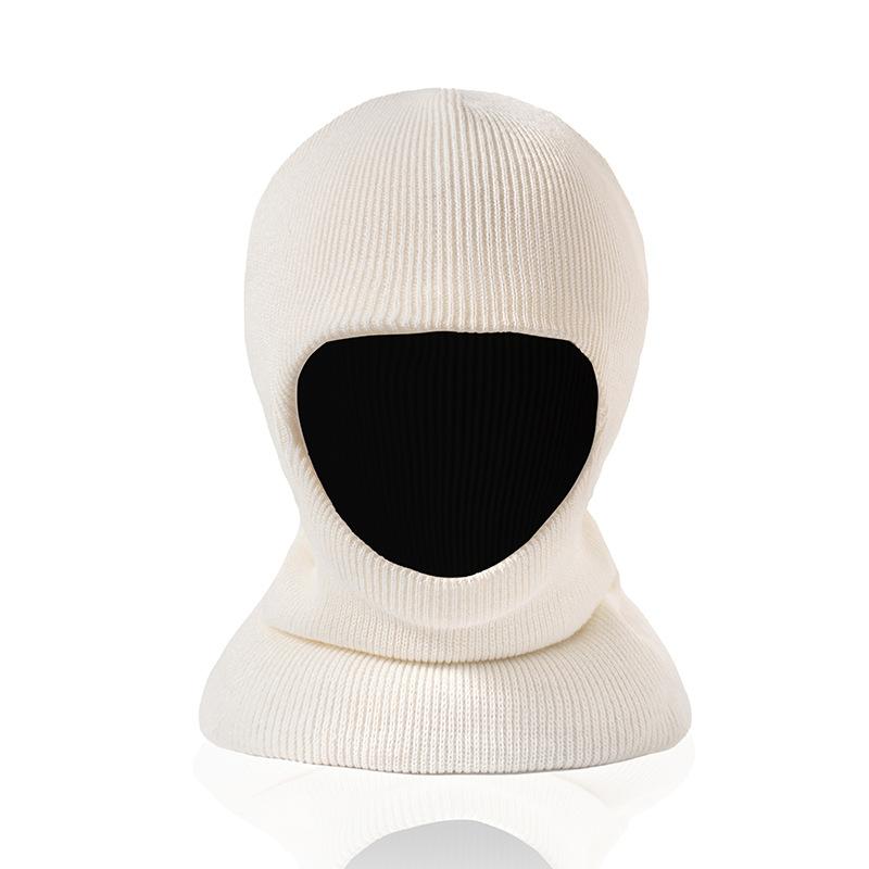 3-12J Herbst- und Winter-Pullovermütze, Kinder-Ohrenschutz-Einteilermütze mit doppelten Bommeln, Niedliche einfarbige Wollstrick-Einteilermütze