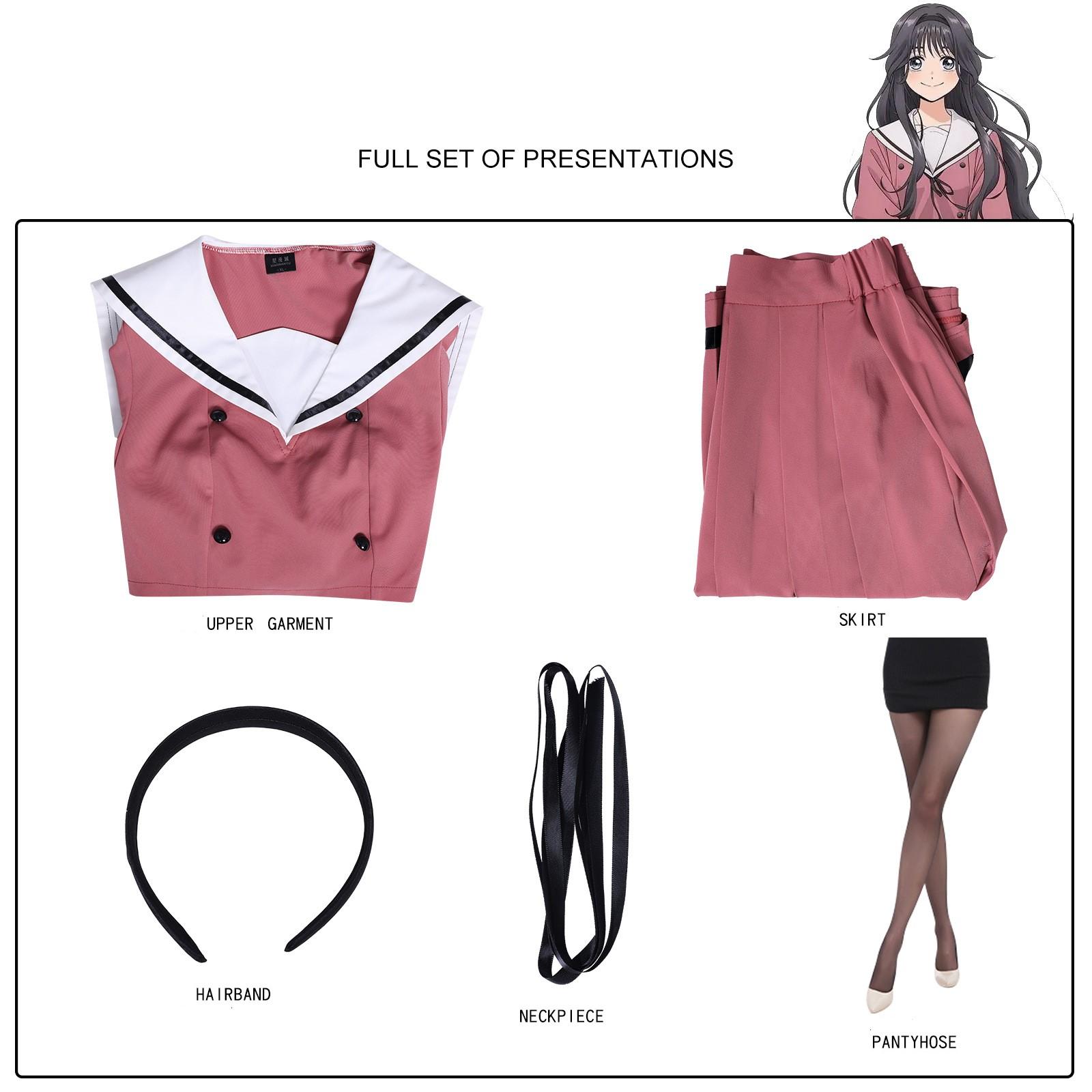 AnimeDe Geurige Bloem Bloeit Met Waardigheid Waguri Kaoruko Cosplay Kostuum Lange Pruik JK Top rok Uniform Carnaval Damespak L