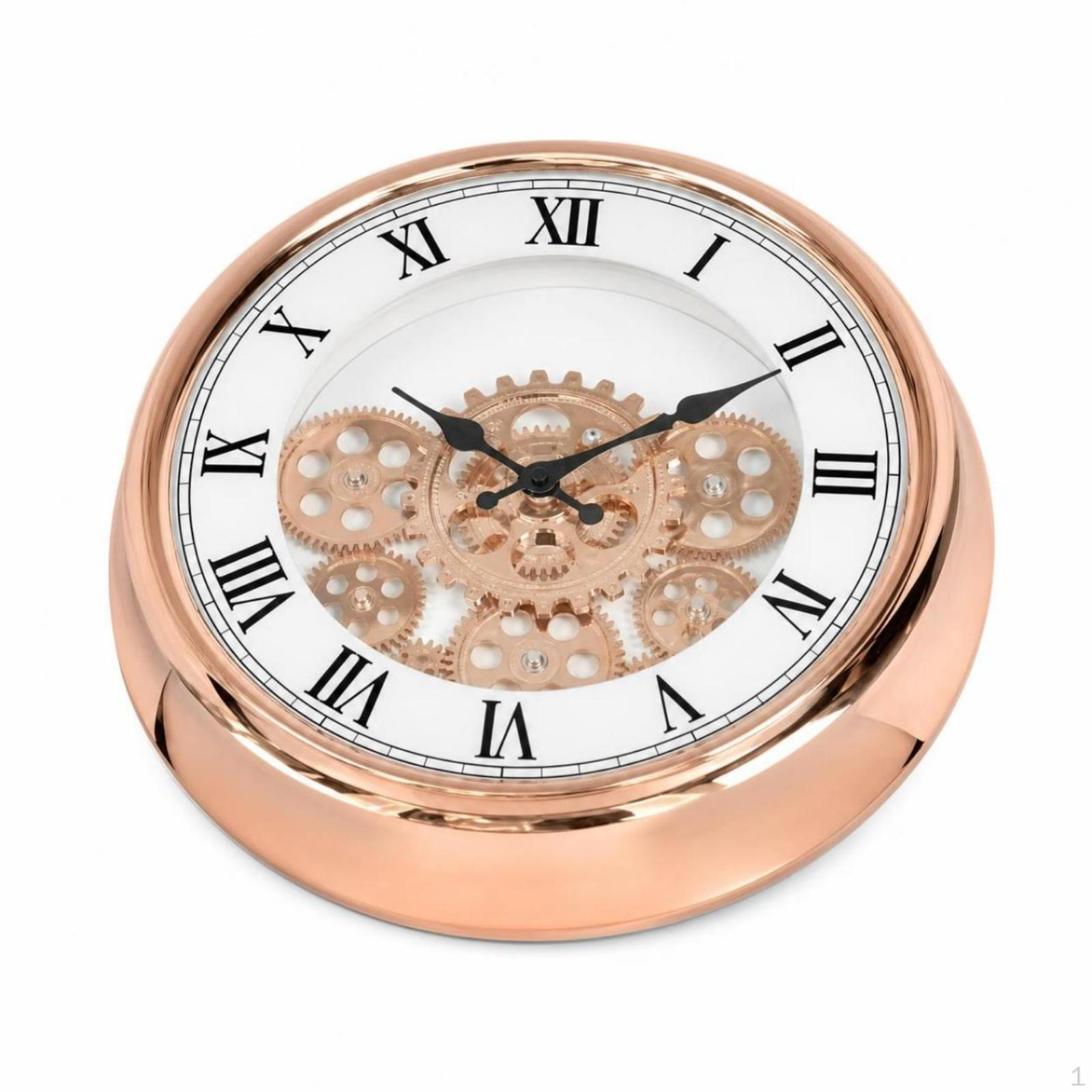 Gear Wall Clock RetroIndustrial with Moving Gears Decorative for Living Room, Office,