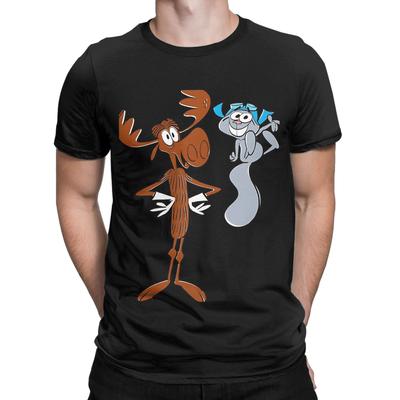 rRocky Amp Bullwinkle Graphic 100% Cotton T-Shirt The Adventures of rRocky and Bullwinkle Tops