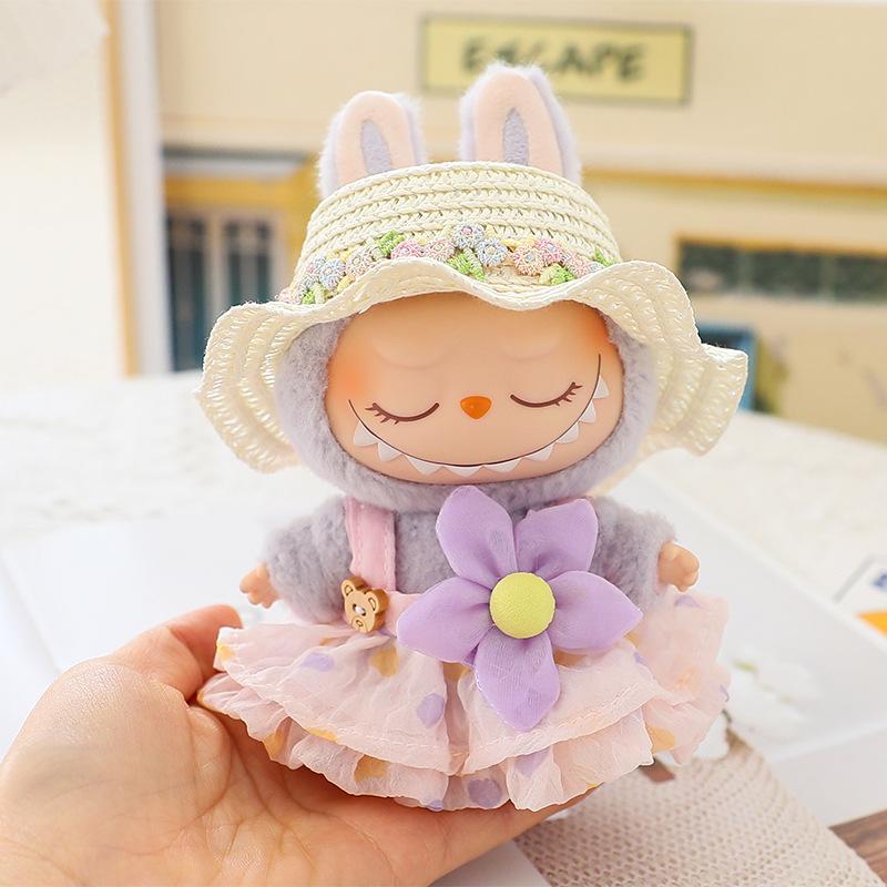 Labubu Anhänger Kleidung Labubu Sitzende Kleidung Babykleidung Rosa Liebesbär Kleid