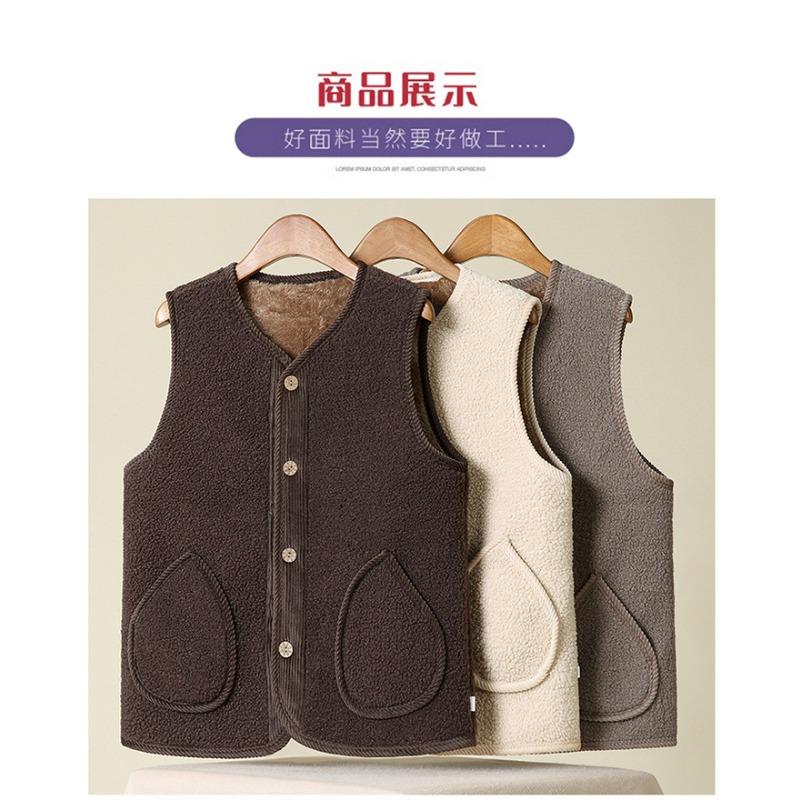 Women Fleece Vest Senior Thick Warm Sleeveless Waistcoat For Autumn Winter