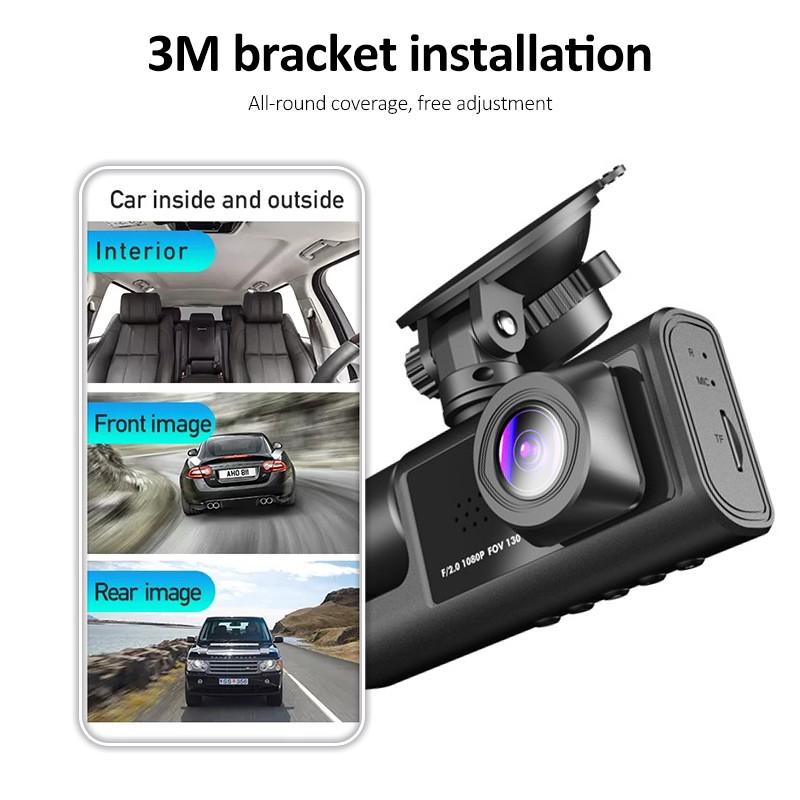 3 Channel Dash Cam for Car Camera Video Recorder Dashcam DVRs Black Box Dual Lens DVR with Rear View Camera 24H Parking Monitor