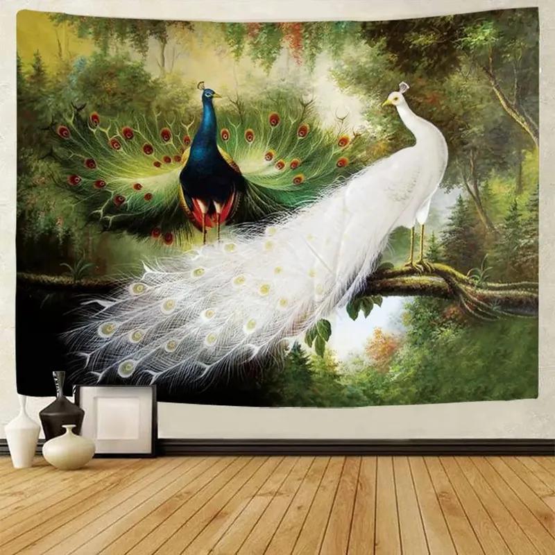 Peacock Trees Oil Painting Style Pattern Tapestry Home Wall Decoration Tapestry Bedroom Living Room Tapestry