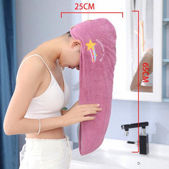 WTEMPO 1PC Women's Winter Dry Hair Cap Absorbent Shower Cap Hair Washing Quick Drying Embroidered Towel Female Thickened Hair Towels