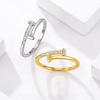 Fashion Light Luxury Double T Diamond-encrusted Titanium Steel Ring, Female Niche Design Advanced Sense Does Not Fade Index Finger Ring