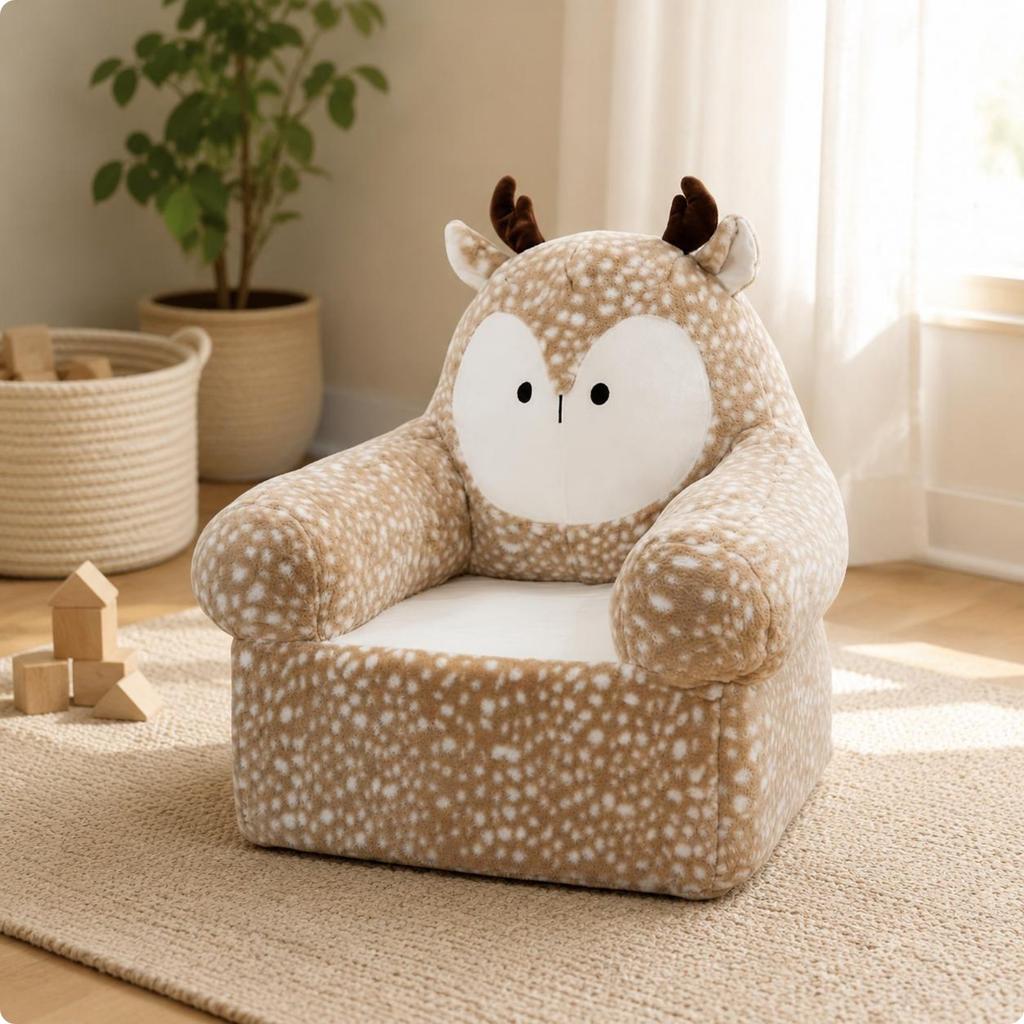 Soft Kids Sofa Removable Washable Cover Cartoon Creature Sofa Soft Toddler Chair Armrest Design Stuffed Kids Armchair