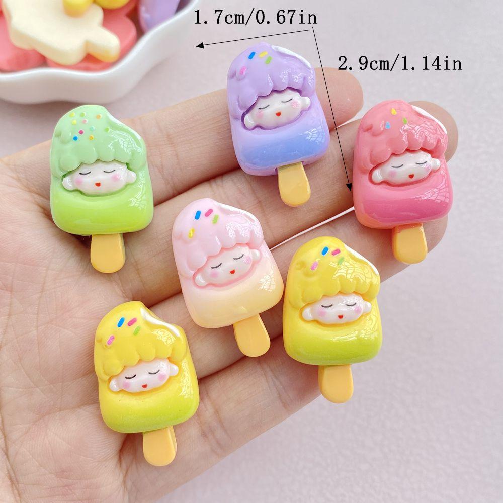 10 Stück Cartoon Kleines Mädchen Eis Harz Dekoration Bastelartikel Flache Rückseite Scrapbooking Handy Dekoration Verzierungen DIY Zubehör