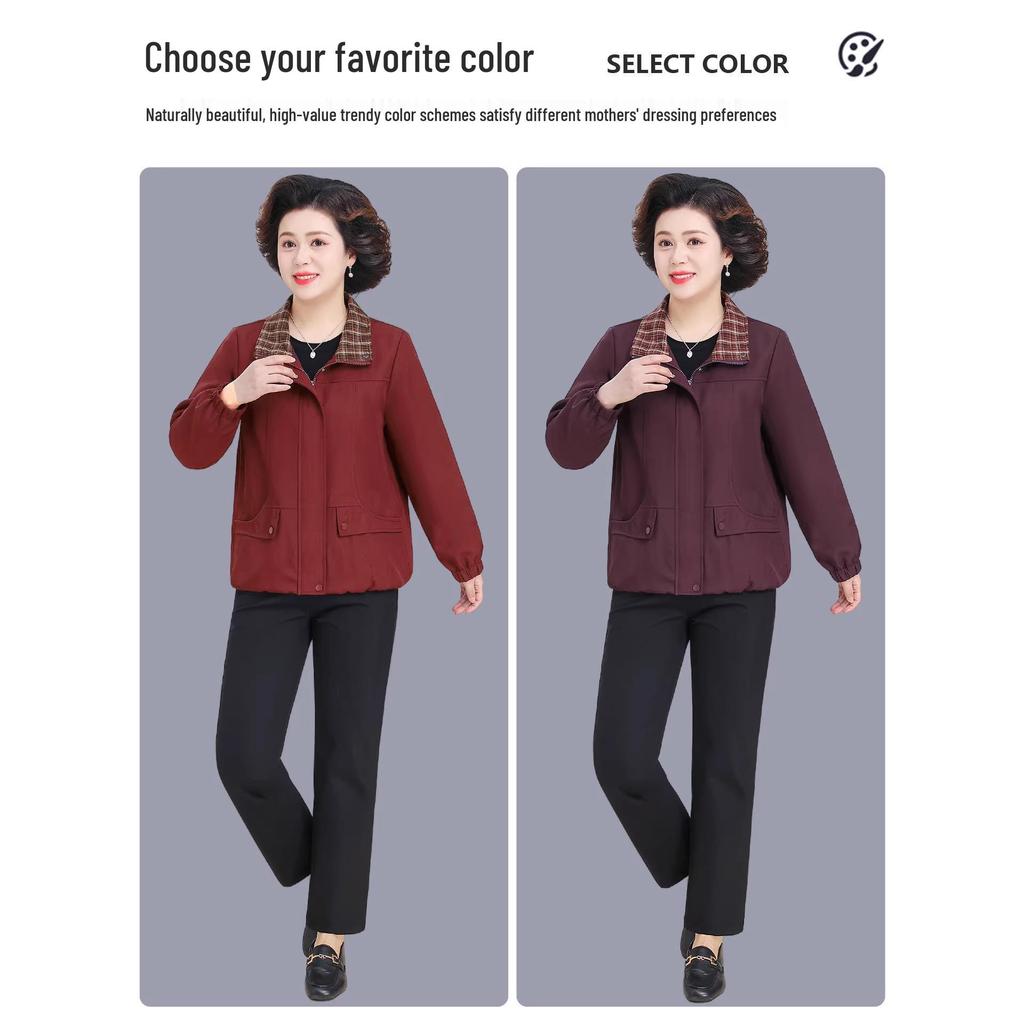 Plus Size Women's Lapel Maternity Coat, Spring/Autumn Jacket for Middle-Aged & Elderly, 50s-60s Fashion.