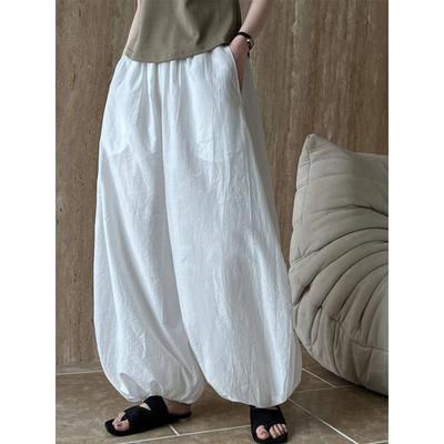 Oversized Summer Elegant Fashion Women Lantern Pants Casual Loose Breathable Cotton Wide Leg Pants