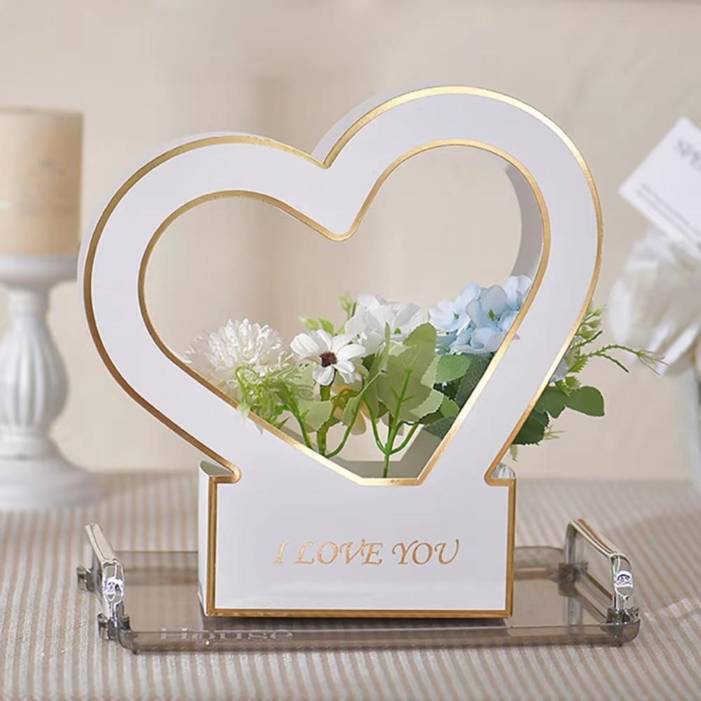 

2 шт. Флористическое искусство Сердце Цветочная коробка Складная переносная коробка для цветов Коробка для цветочной композиции День учителя белый