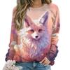 Autumn Cute Fox T-Shirt, Animal 3D Print, Women's Casual Street Style, O-Neck, Y2K Harajuku Style Top, Women's Clothing