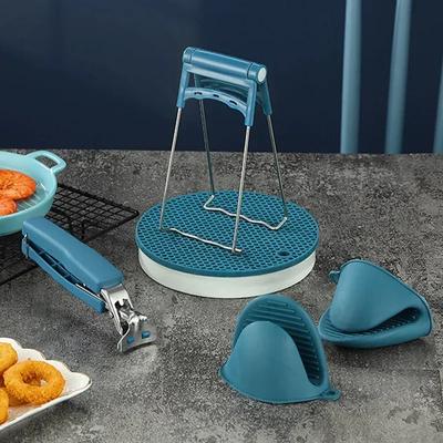 Set of 4 Anti-Scald Bowl Clip Stainless Steel Non-slip Crockery Clamp Dish Clamp Silicone Heat Resistant Gloves Kitchen Tool