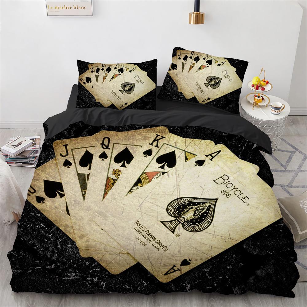 Пододеяльник Покер Набор Карта Огонь Покерная Игра Декор Полиэстер Набор Пододеяльника — фото 14