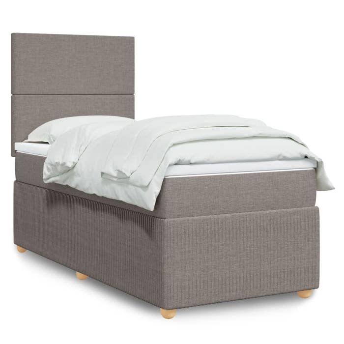 VidaXL Slat Bed Base with Mattress Taupe 90x190 Cm Fabric 3291908