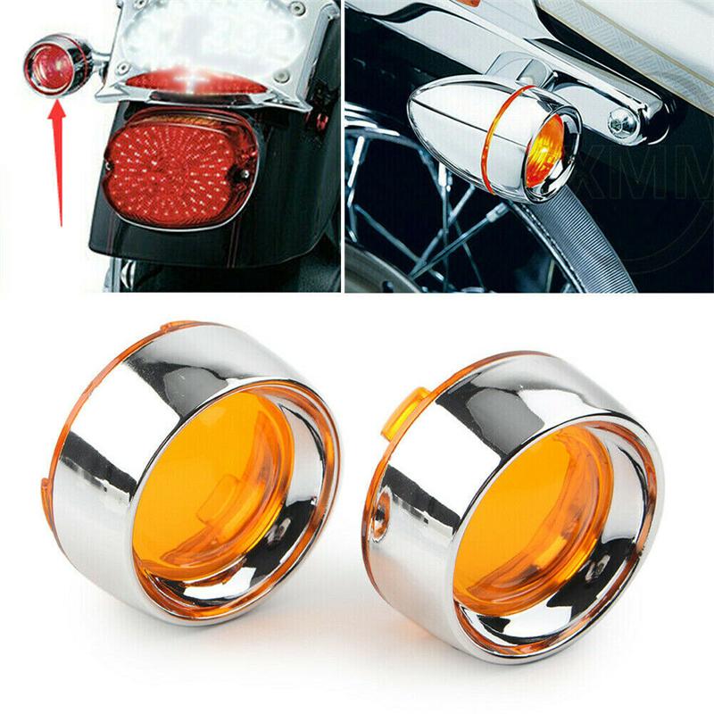 Visor Turn Signal Bezels Trim Ring Lens for Harley Softail Sportster Dyna Touring FLHX,Chrome ABS Motorcycle Indicator Cover 1 Pair