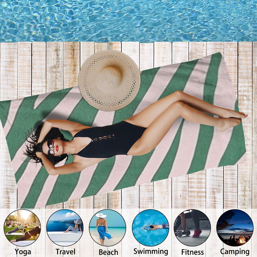 1Pc Colorful Stripe Print Towel Sports Quick-Drying Super Absorbent Camping Towel Soft Lightweight Gym Swimming Yoga Beach Towel