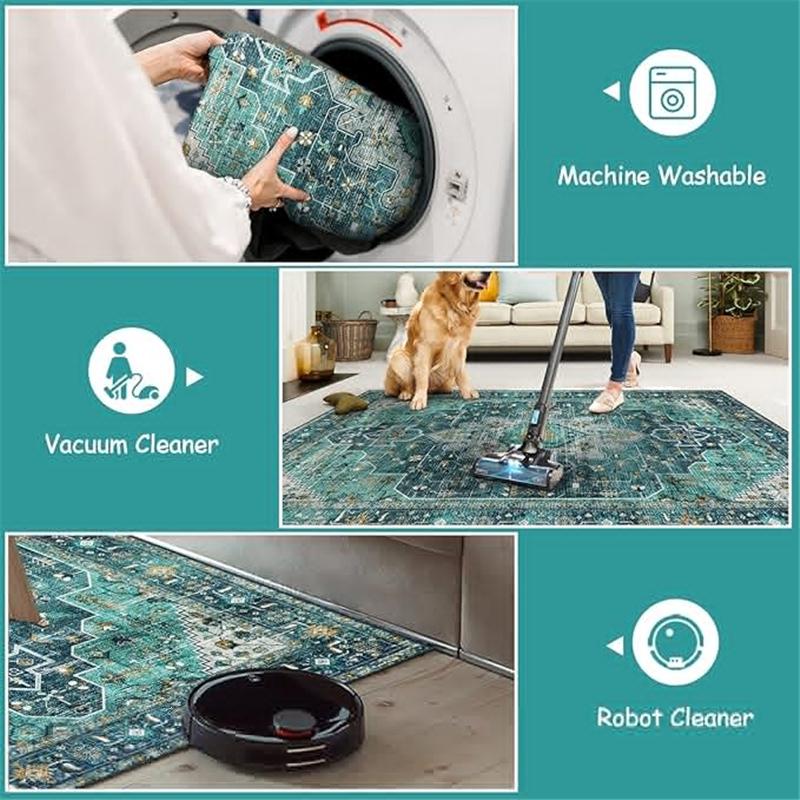 Crystal Round Boho Living Room Carpet Ethnic Style Full Cover Bedroom Study Floor Mat Home Rocking Chair Non-slip Carpet
