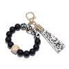 Elegant Silicone Bead Keychain Bracelet with Leather Tassel - Women's European and American Style